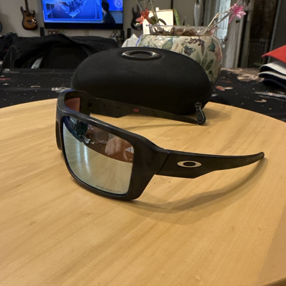 Oakley SI Double Edge Matte Black Camo Prizm Deep Water Polarized Sunglasses